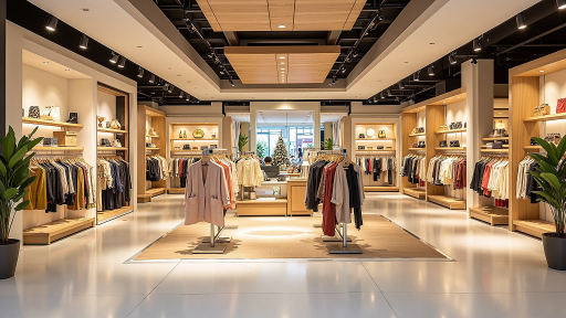 现代购物中心,品牌店铺,消费者购物场景,时尚商品展示