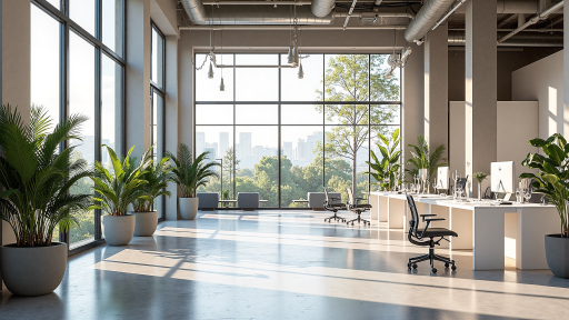 高科技产业园区,现代化办公楼群,科技公司聚集,绿色环境